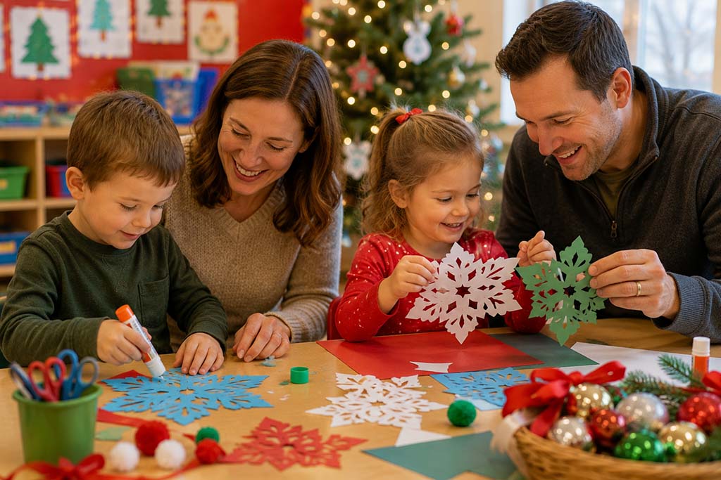 Holiday decoration with family Holiday decoration with family